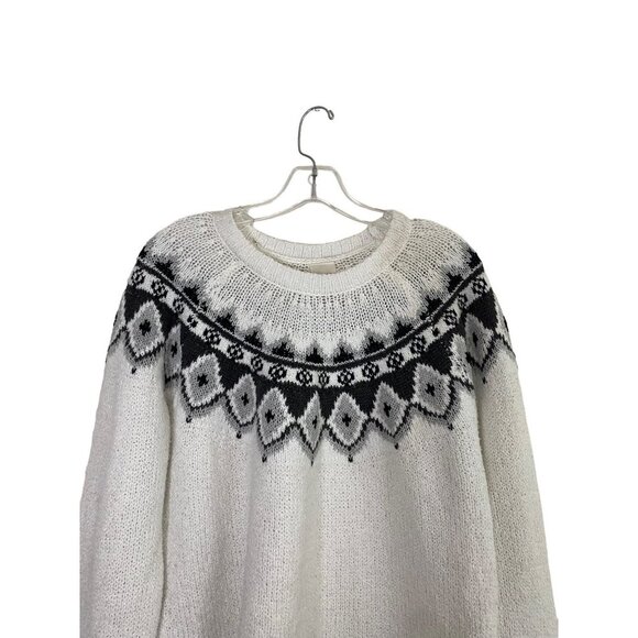 Blair Vintage Knit Sweater White, Gray & Black Fair Isle Pullover Women’s Size M - Picture 5 of 9